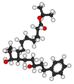 3d Modell von Latanoprost - ein Arzneistoff für die örtliche Behandlung von Glaukom und erhöhtem Augendruck.