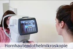 Das Endothelmikroskop erlaubt Rückschlüsse auf die Vitalität der Hornhaut.