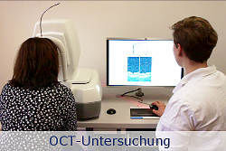 Die OCT-Untersuchung wird eingesetzt bei Glaukom, Netzhaut- und Makulaerkrankungen. 
